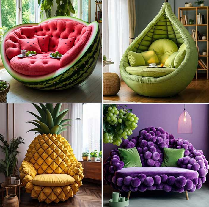 طراحی فوق العاده زیبای مبل با طرح میوه